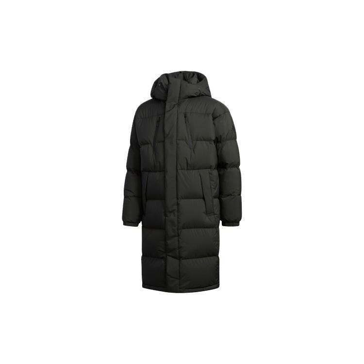 adidas Puffy Long Down Stay Warm Outdoor Sports hooded down Jacket Black Men s EH4008 S