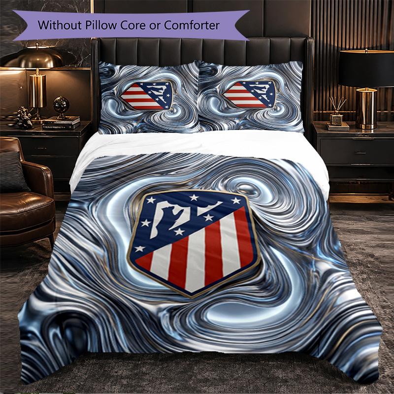 Set Lenzuola Atletico Madrid Modello 3 Pezzi Morbida Copripiumino in Microfibra con Federe per Camera da Letto