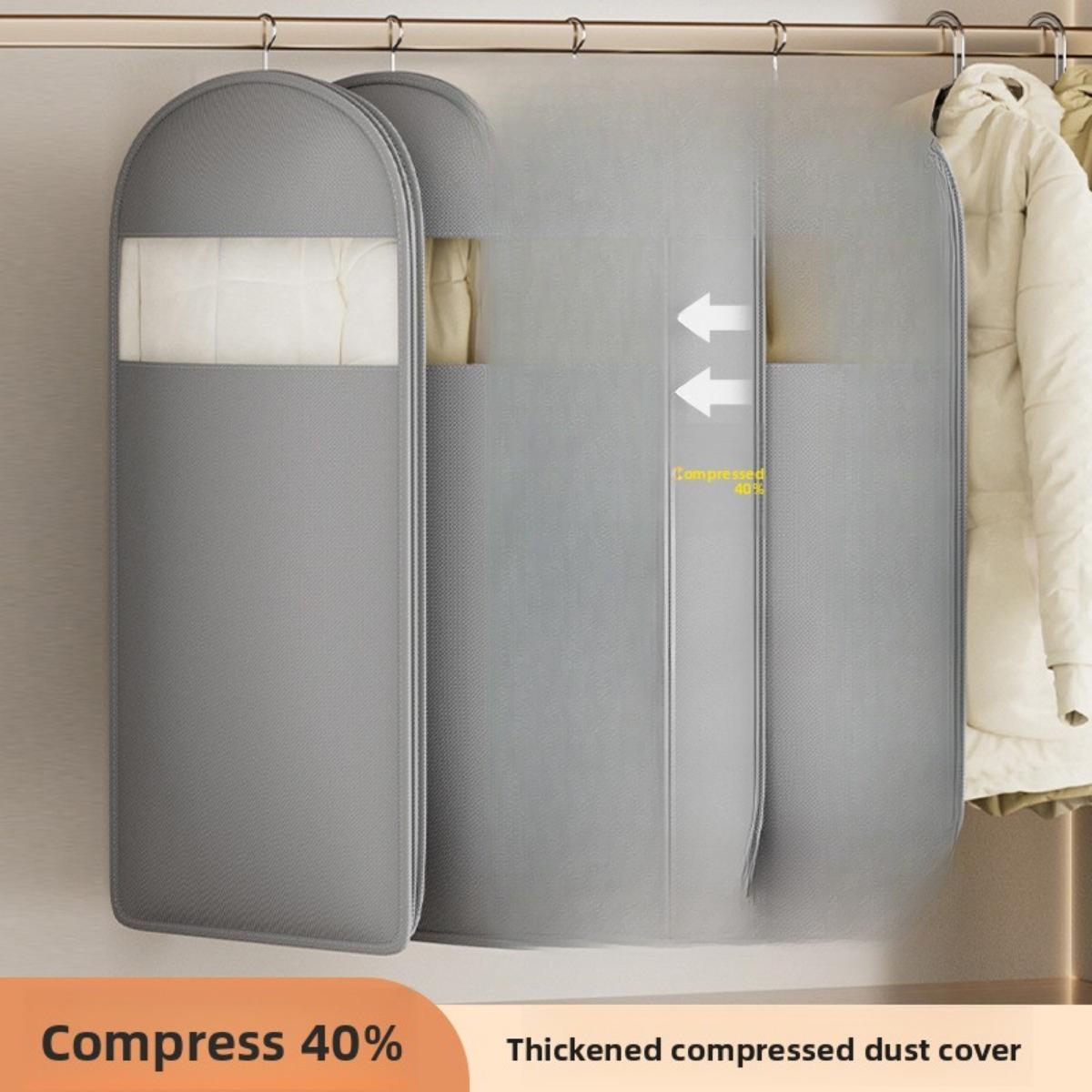 

Новый Пуховик Компрессионный Пылезащитный Чехол Гардероб Одежда Пылезащитный Мешок - Подвесные Бытовые Прозрачные Чехлы для Вешалок для Одежды, Органайзер для Хранения, Экономящий Место 90*60cm серый