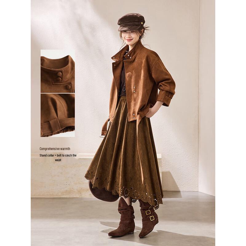 Mohan Yimei Women's Retro Faux Suede Short Jacket