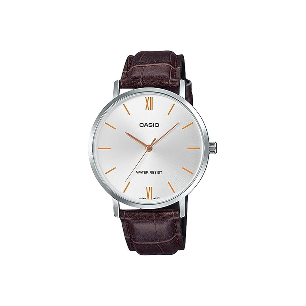 Casio MTP-VT01L Series Quartz Men's Watch Silver Brown Strap with Original Box