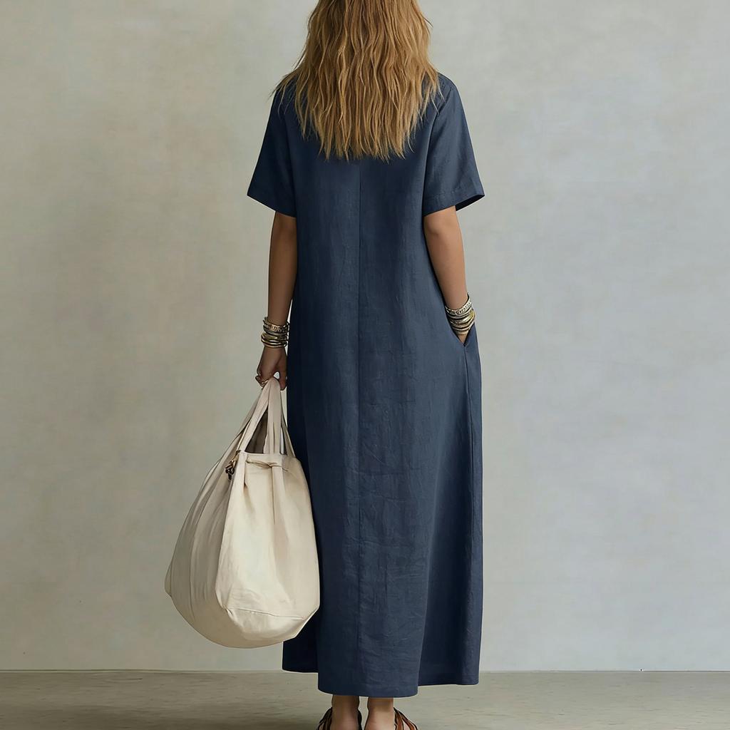 Women's Dress Casual Flowy Dresses V-neck Vocation Boho Beach Sundress