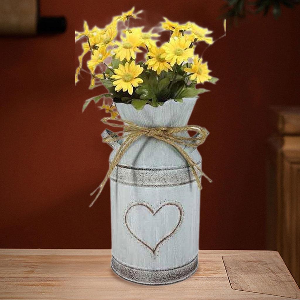 Flower Rustic Jug Decorative Metal Planter for Artificial Flowers Farmhouse Vase Living Room