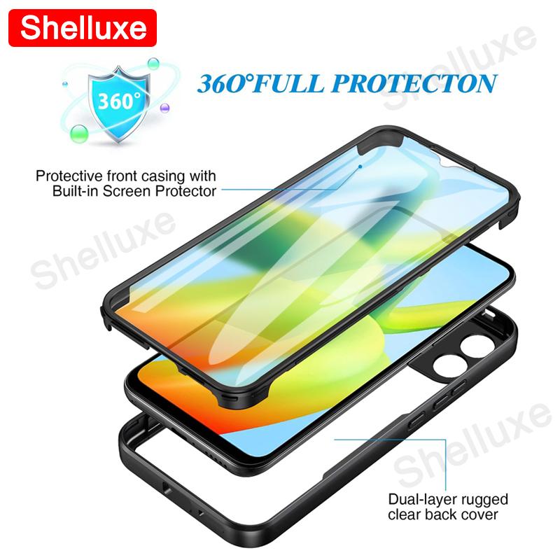 360 Celotělový Průhledný Kryt Shelluxe Přední+Zadní Pro Redmi A1 A1+ Pro Xiaomi Redmi A2 Plus A2+ Silikonový Oboustranný Kryt na Telefon