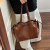 Large Capacity Women Shoulder Bag Fashion Versatile PU Leather Folded Drawstring Underarm Bag Texture Office Commuter Tote Bag CLE