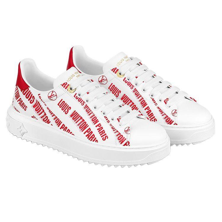 Louis Vuitton Time Out Low Top Stylish Skateboarding Shoes Women's White Red 1A9D2M