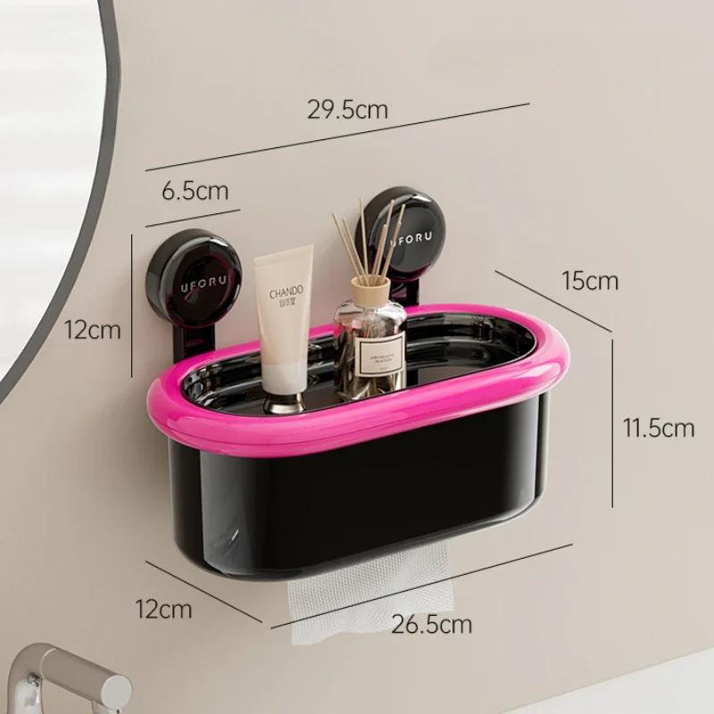 

Настенный держатель для туалетной бумаги, водонепроницаемая полка для туалетной бумаги в ванной с присоской, стойка для хранения рулонов бумаги, домашний органайзер чёрный