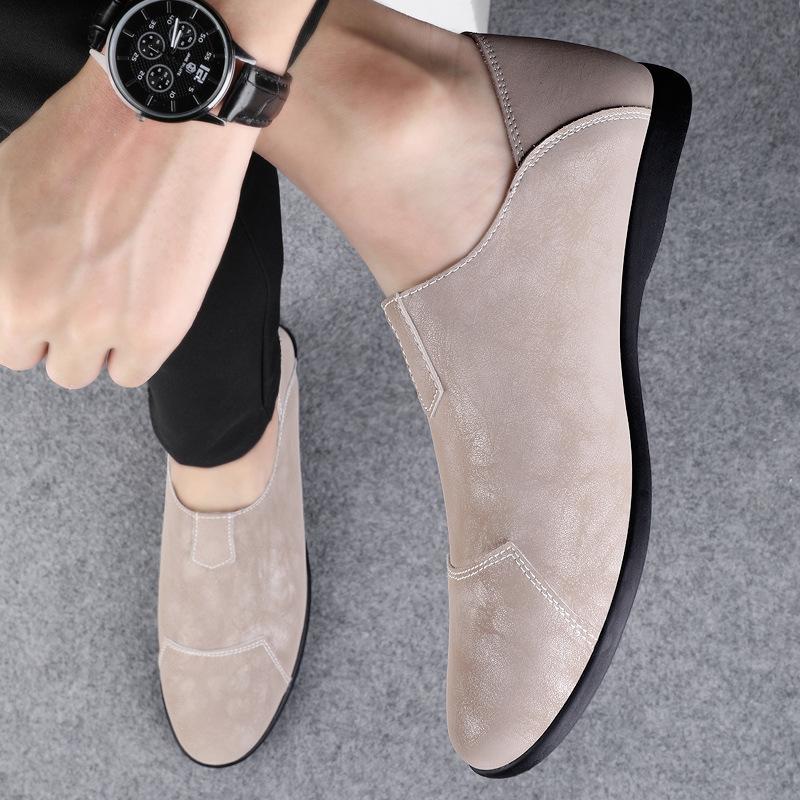 Men's shoes 2025 summer new men's large-size casual leather shoes British soft-soled soft leather lazy one-pedal Doudou shoes
