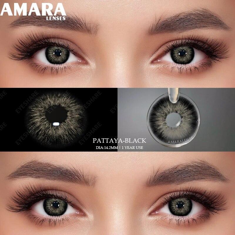 AMARA Blue Colored Contact Lenses for Big Eyes Fashion Lenses Cosmetic Soft Eye Beauty Pupils with Lens Case Exclusive Styles
