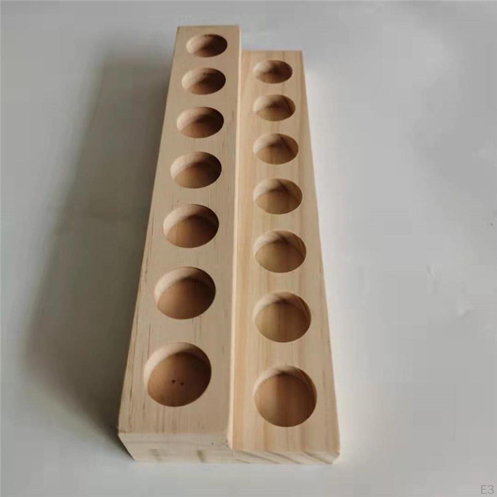 14 Holes Essential Oil Display Wooden Stand Rack Perfume Nail Polish Storage Tray Organizer