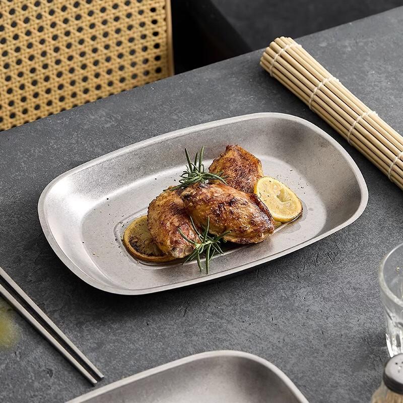 ZISIZ American Gold Tinplate Platter for Steak & Snacks