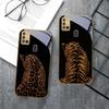 Leopard Background Black For Samsung A 31 32 A33 A34 35 14 A15 13 16 25 26 50 52 53 54 55 56 70 71 72 73 Golden Glass Phone Case