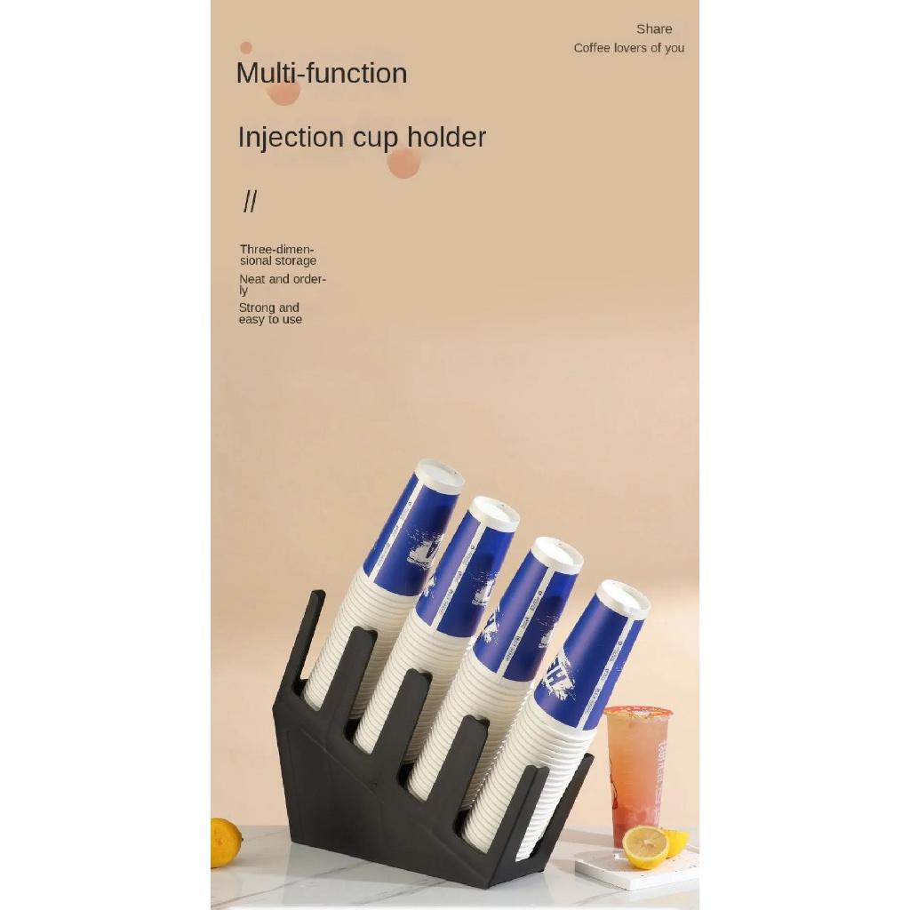 Kitchen Counter Paper Cup Stand 2/4 Grids Plastic Disposable Cup Holder Black Space Saving Storage Rack Cup Holders 5