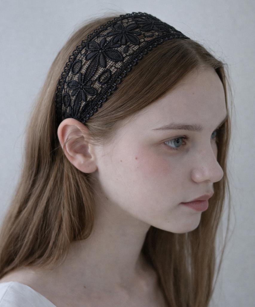 Pink Pineapple Meadow Crochet Headband_Black