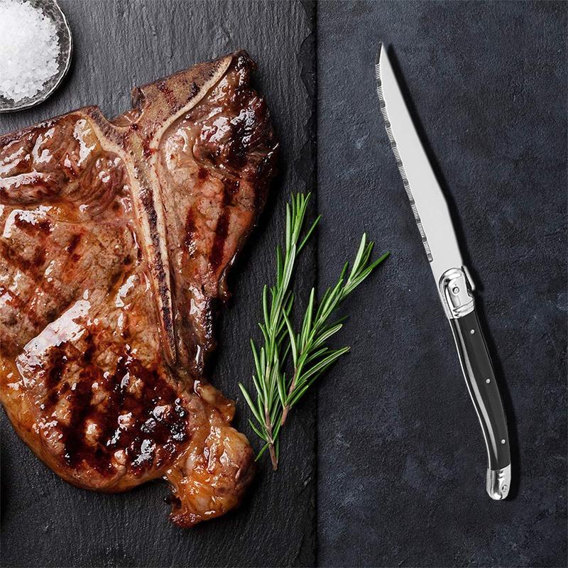 4-10 ks 9'' steakový nůž Laguiole, černé příbory, večeře, nože, vidličky, nerezové nádobí, restaurace, bar, kuchyňské nádobí