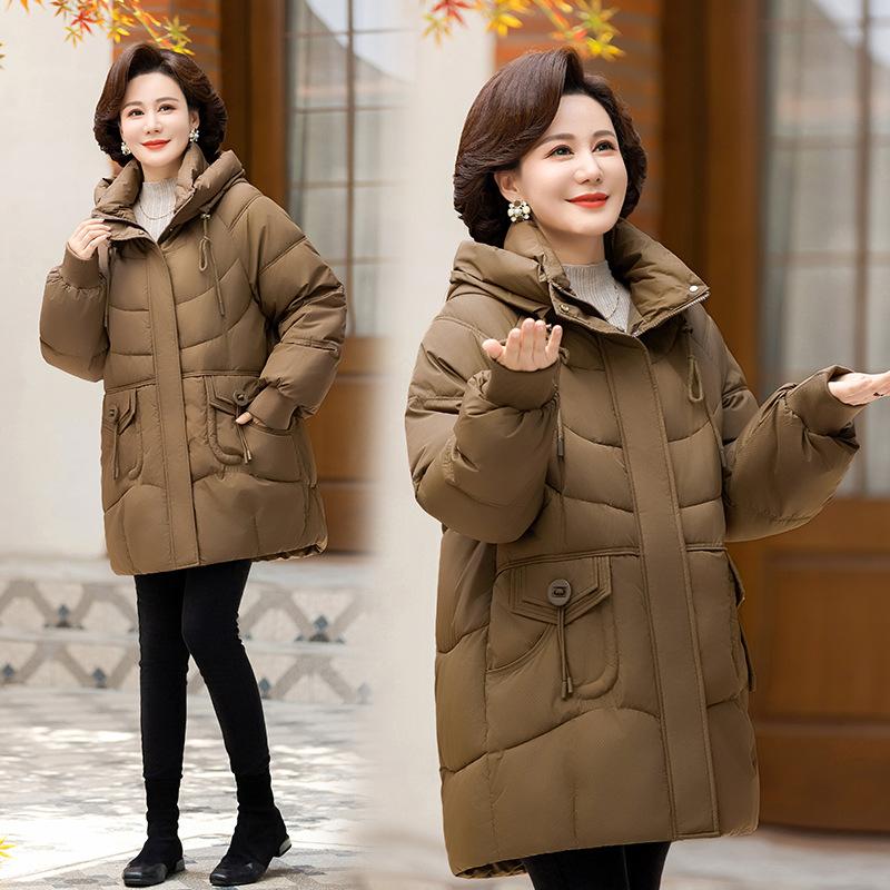 2025 new women's winter Korean cotton jacket, women's thickened mid-length cotton jacket, loose padded jacket