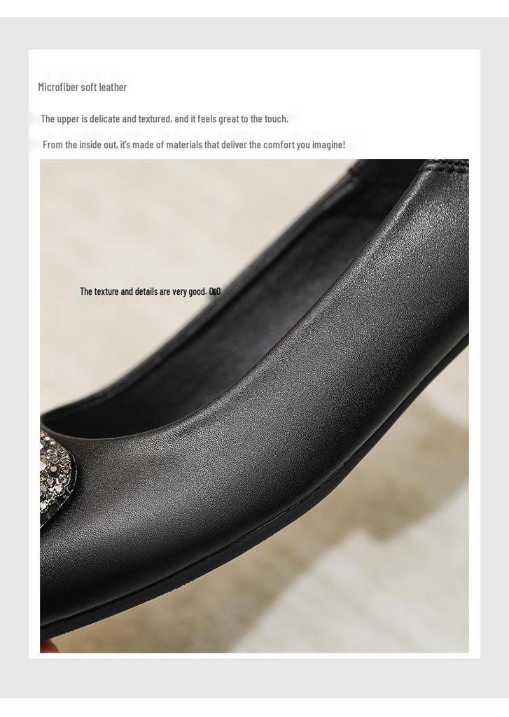 2026 Spring Women's Black Rhinestone Square Toe Loafers - Comfortable for Long Standing in Professional Office Settings
