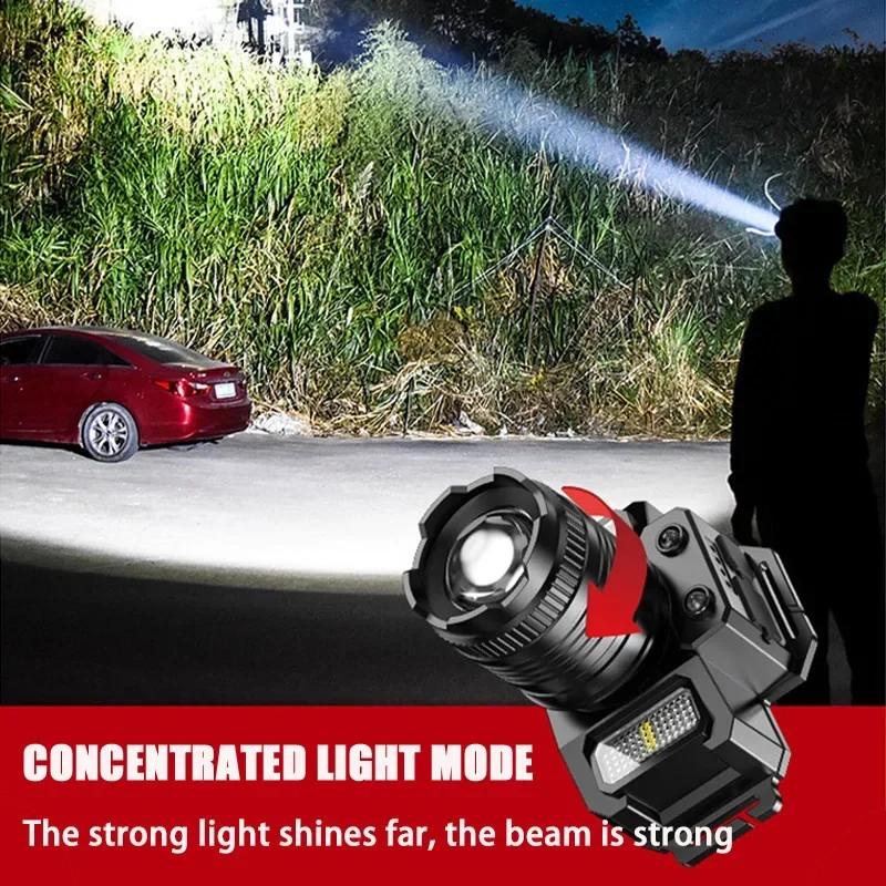 LED Sensor Headlamp Camping Search Light Head Flashlight Rechargeable Powerful Head Lamp Front Lanterns Headlights 5 Modes