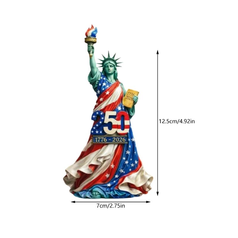 Contemporary Statue Of Liberties Miniature Sculpture With American Flag Design Collector Desk Accent Ornament Gift