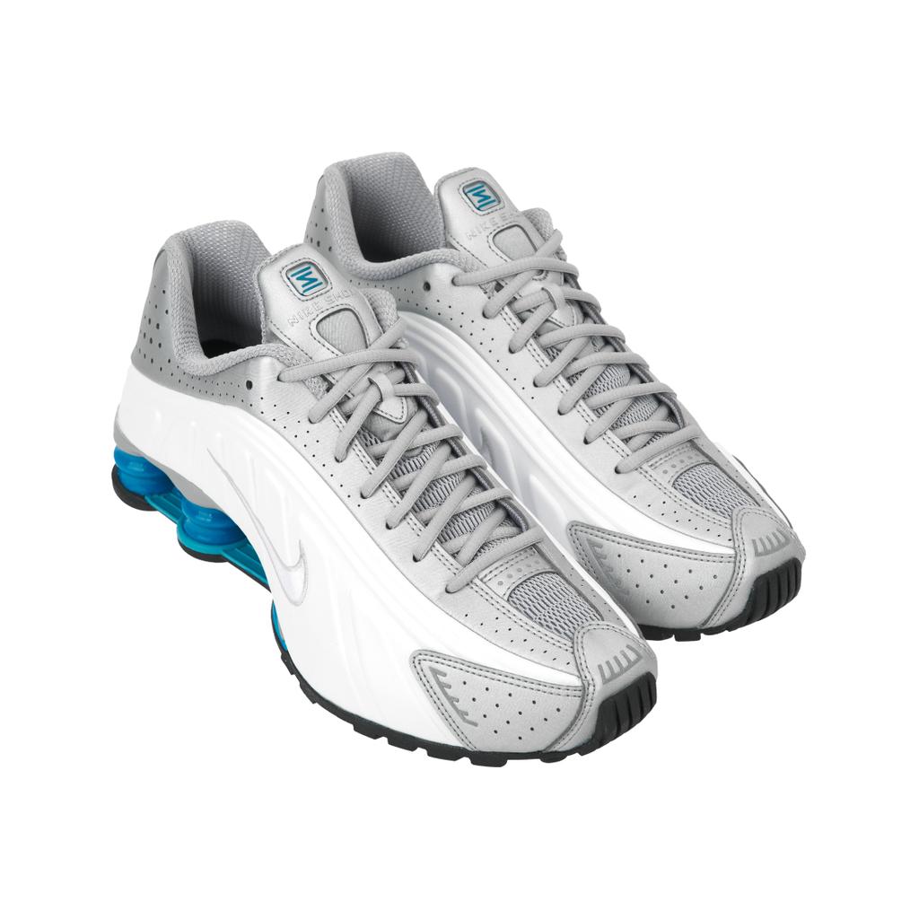 Nike Shox R4 Blue Lagoon Scarpe da Ginnastica da Uomo Bianco Metallizzato-Argento HQ1988-005