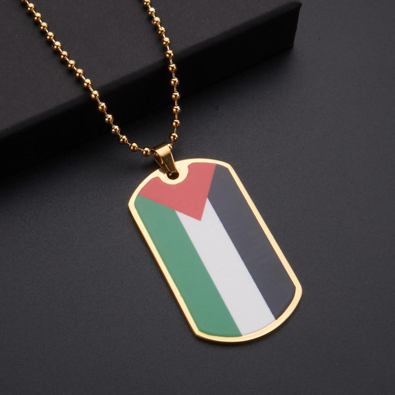 HNSP Stainless Steel Palestine Flag Pendant Necklace For Men Women Palestine Series  Accessories