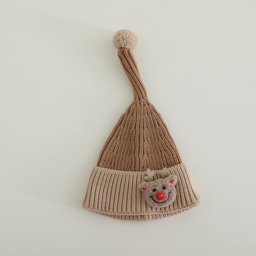 Kids  Colorful Pom-Pom Knit Long Tail Christmas Hat - Korean Style Winter Beanie One Size