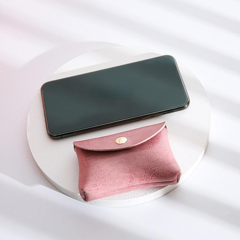 Simple Cute Coin Purse Portable Mini Data Cable Headphone Credit Card Mobile Phone Data Cable Key Organizing Bag Leather Wallet