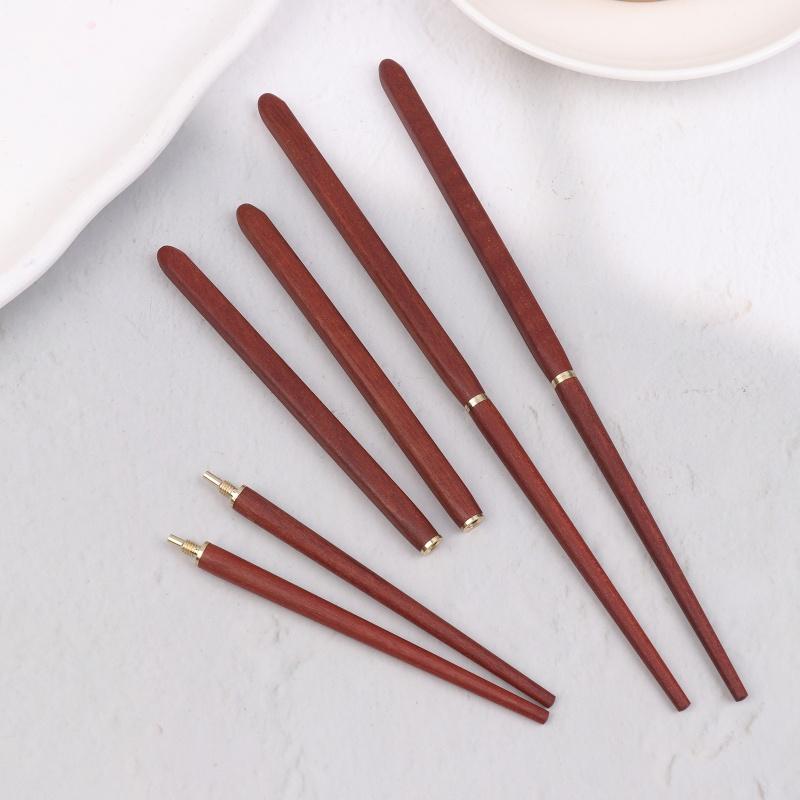 Mahogany Folding Chopsticks Outdoor Camping Picnic Travel Tableware Non-Slip Dinnerware Chopstick With Storage Bag Carabiner