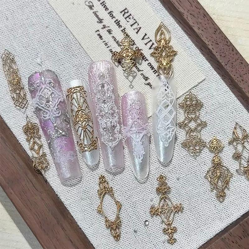 Molde de Uñas Silicona Patrón Retro Decoraciones para Uñas Estilo Barroco Diseño en Relieve Plantilla para Uñas Herramientas Estereoscópicas para Manicura