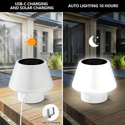 Solar Mushroom Mini Table Lamp Rechargeable Outdoor Camping Night Light Desktop Decor Light Waterproof Garden Patio Restaurant