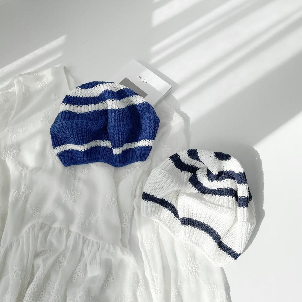 Women's Summer Striped Hat Knit Beret