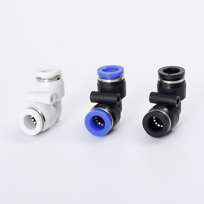 Black Right Angle Plastic Elbow Quick Insert Pneumatic Tube Fittings