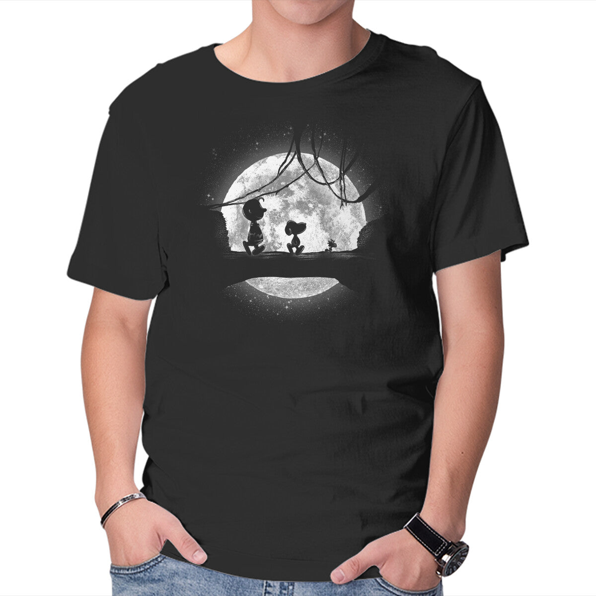 Unisex Crew Neck T-Shirt Moonlight Snoop Graphic Short Sleeve Casual Tee XXL