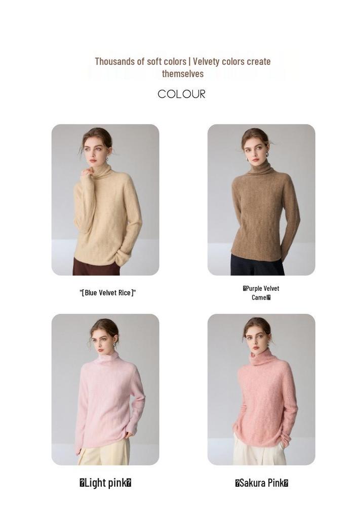 Women's Heavyweight Cable Knit Cashmere Mock Neck Sweater - Loose Pullover Base Layer for Autumn/Winter Fashion