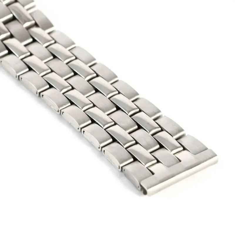 18/20/22mm Five Beads Watchband Classic Stainless Steel Fold Buckle Wristwatch Band