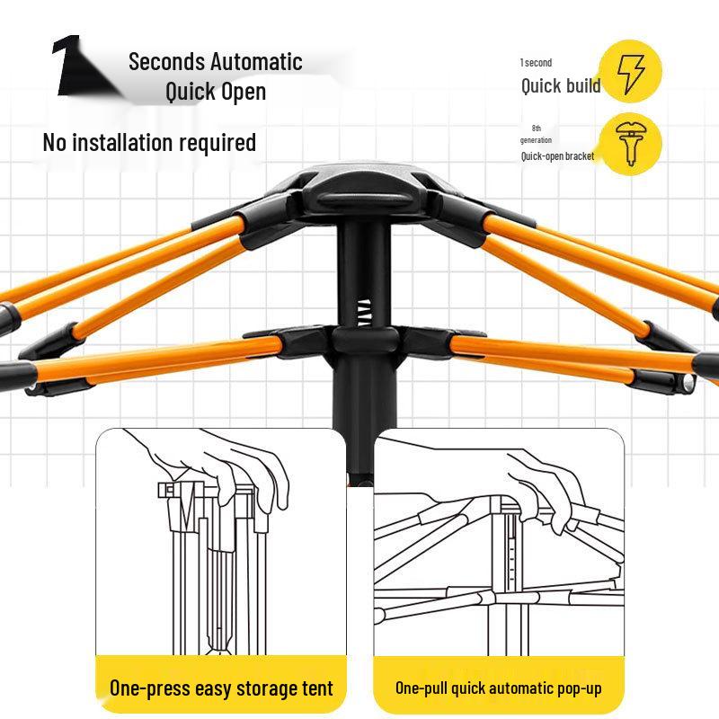 Schnell aufzubauendes Outdoor-Campingzelt für 2-4 Personen, Sonnenschutz, Einfacher Aufbau