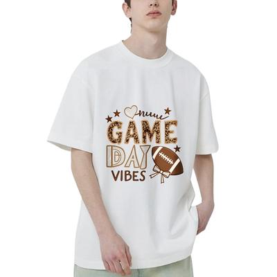 Schwarzes T-Shirt Game Day Vibes Fußball und Sterne Print Für Sportveranstaltungen