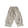 Women's Lantern Pants Embroidered with Lace Casual Pants Haren Pants Cropped Pants Elastic Waistband