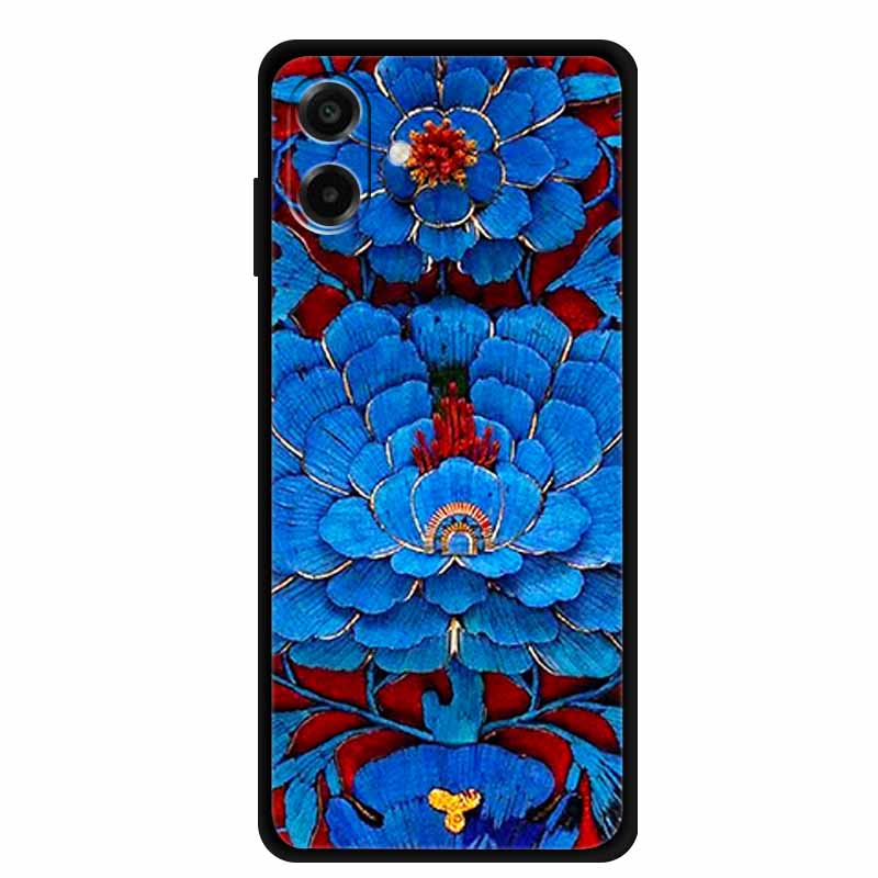3D Silicone Case For Samsung Galaxy A07 4G Case Relief Emboss Flowers Black Soft Back Cover Coques For Samsung Galaxy A17 Cases