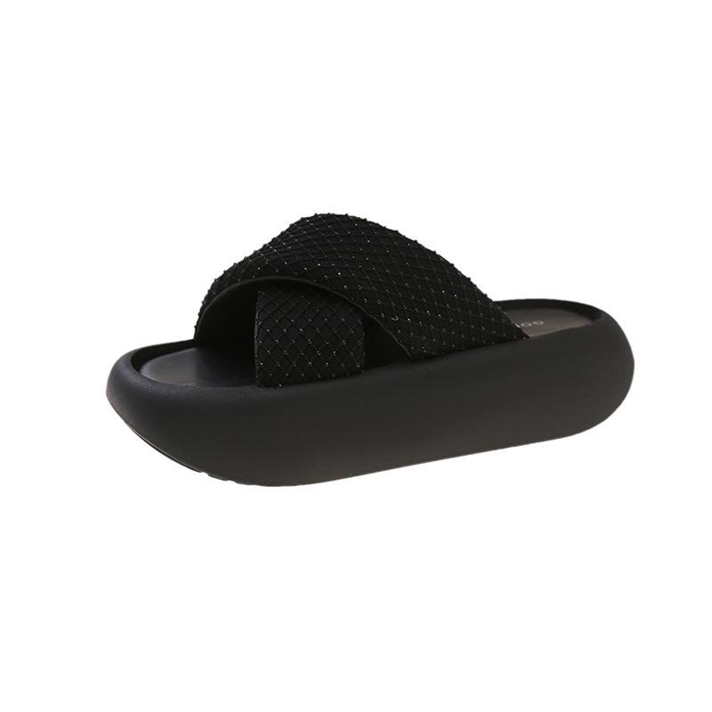 Thick-soled Cross-strapped Slippers for Women's Summer Wear 2025 New Commuter with Skirt Fashion Beach One-word Cool Slippers