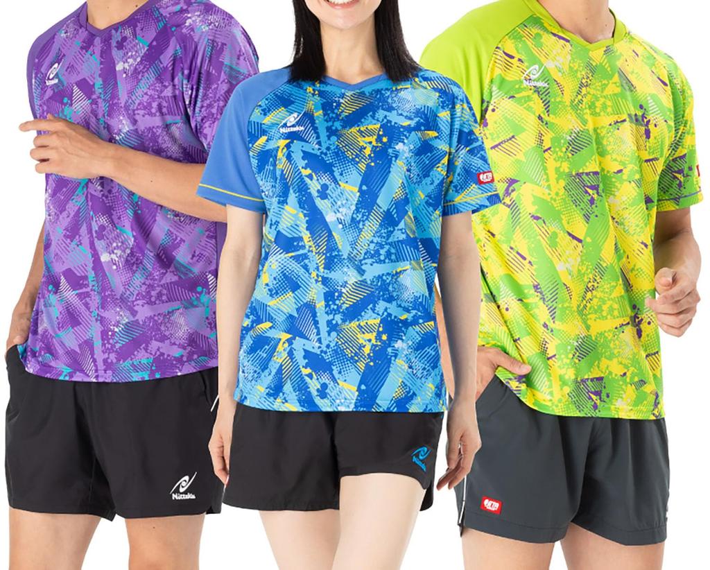 Nittaku Table Tennis Game Popping Sizes JTTA NW2227 Shirt, Shirt, Unisex, Sweat-wicking, Quick-drying, Stretch, 130cm-2XO, Approved, Purple, L,
