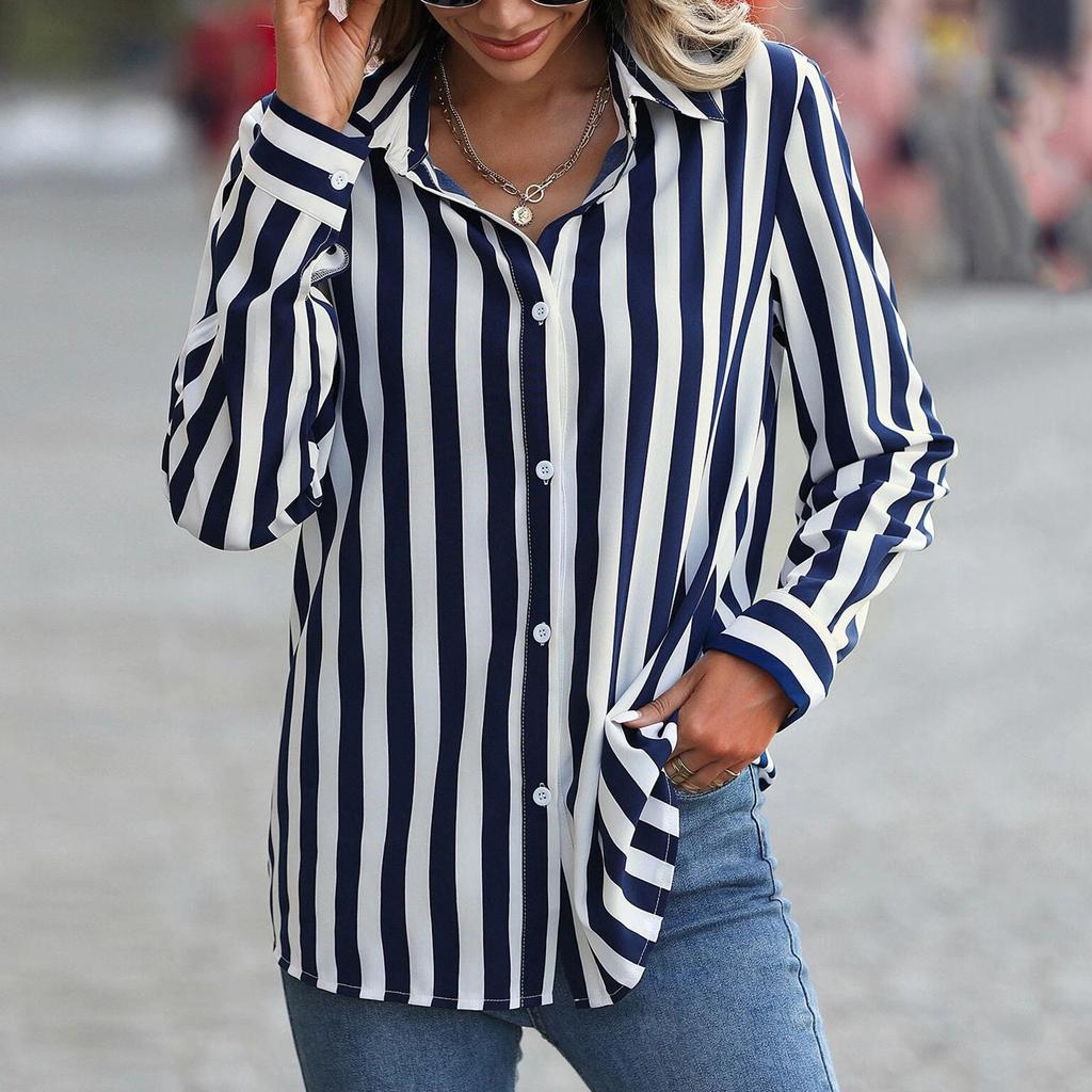 Women's fashionable shirt casual V-neck long-sleeved top