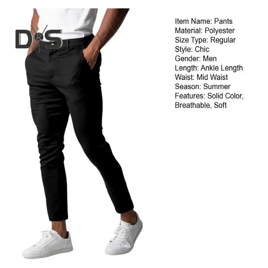 Pantalones de hombre elásticos de cintura media con botones y bolsillos con cierre de cremallera pantalones largos formales de negocios suaves y transpirables de Color sólido ajustados