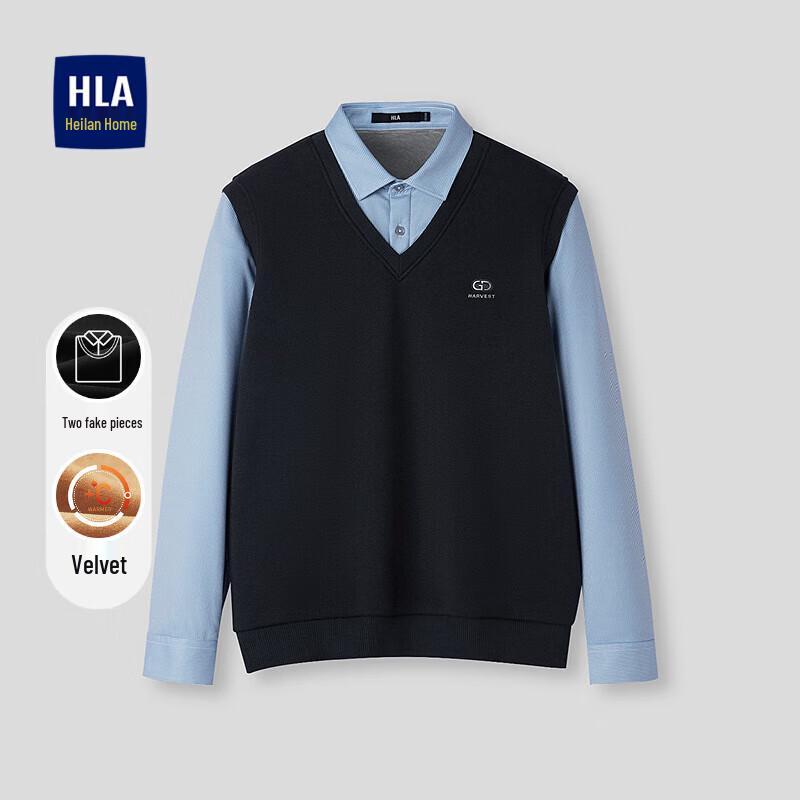 

HLA Men s Fleece-Lined Faux Two-Piece Knit Sweater M