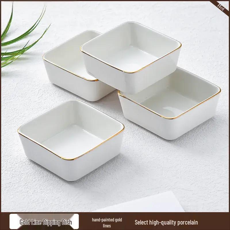 

Gold Line Ceramic Square Dipping Dish
