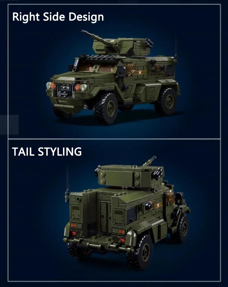 Non-Toxic 519Pcs Military Vdvs Assault Armored Vehicle Car Model Building Blocks Sets With 4 Figures Dolls Educational Toys Gifts For Kids