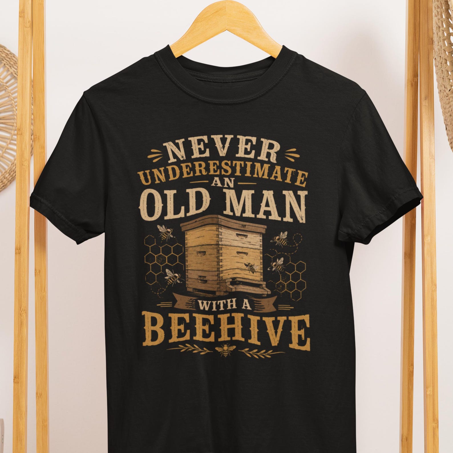 Old Man Beehive T-Shirt: Beekeeper Honey Bee Lover Comfort Colors Tee 4XL