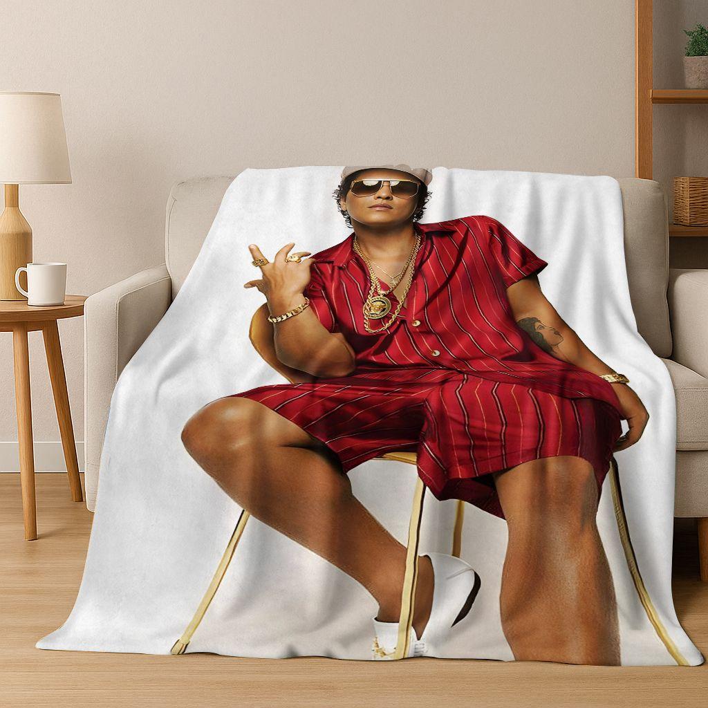 3D Bruno Mars Superstar Flanelldecke, kuschelweiche Überwurfdecke für Zuhause, Schlafzimmer, Bett, Sofa, Picknick, Büro, Geschenk für Kinder