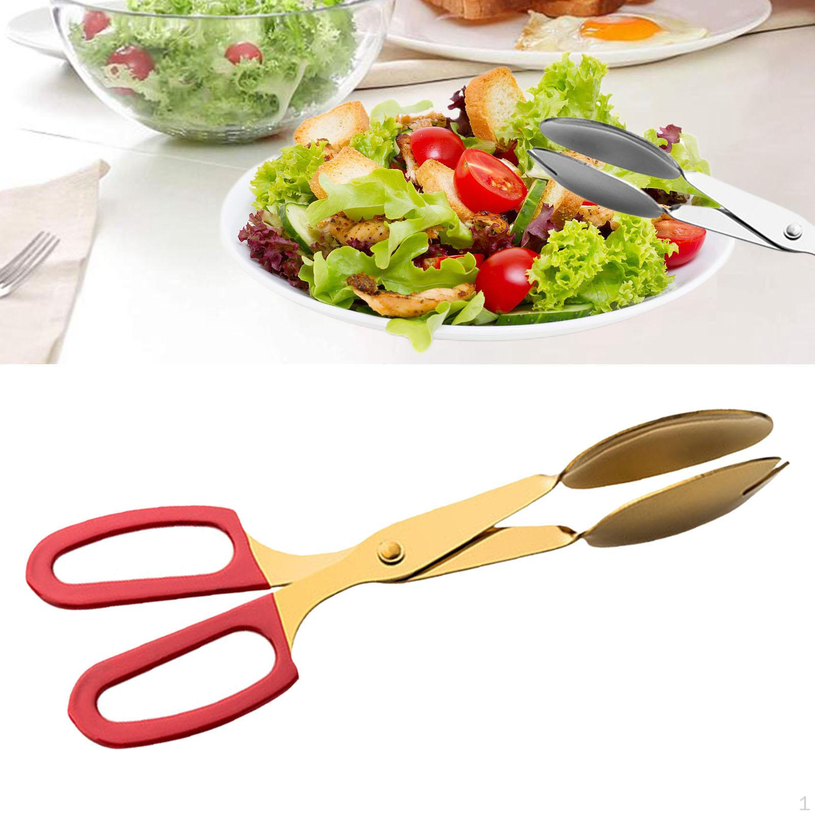 Buffet Tongs Bread Tongs,Catering Utensil,Salad Serving for Party Salad Kitchen Red and gold