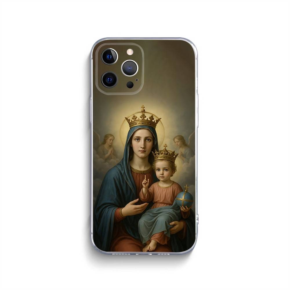 Virgen St.Mary Celestial Mother Phone Case For iPhone 16,15,14,13,12,11 Pro,Max,Plus,X,XS,XR,SE,Mini Transparent Silicone Soft